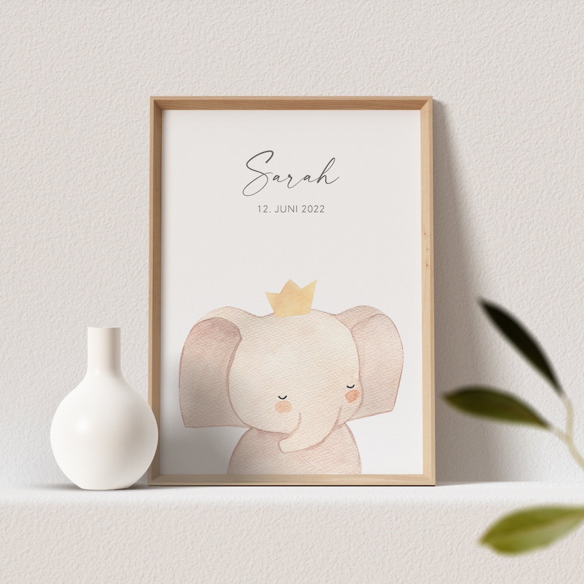 Geburtsposter Elefant Kinderzimmerdeko Babyzimmer Deko Poster Bild Babyparty Geschenk Zur Geburt