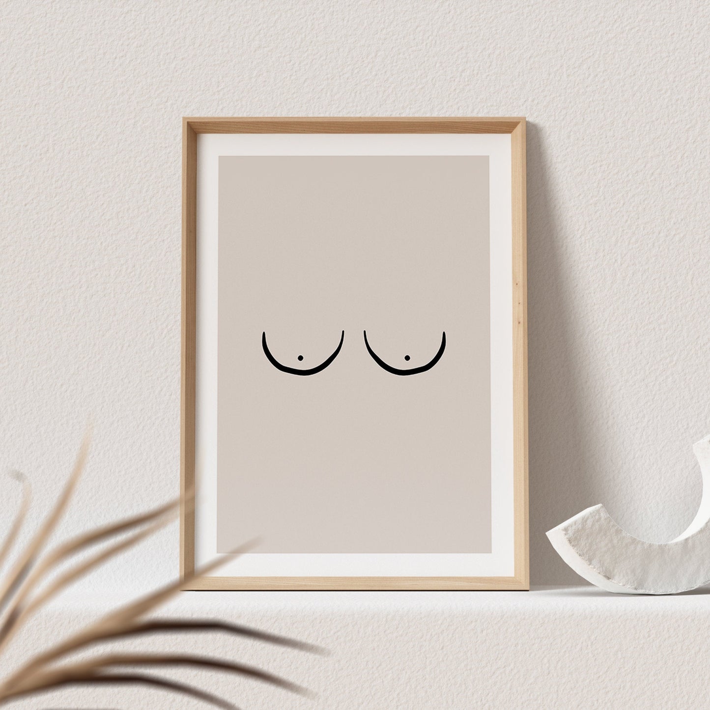 Brüste Bild Busen Poster Beige Abstrakte Erotisch Wandbild Wohnzimmer Schlafzimmer Deko Boho Print