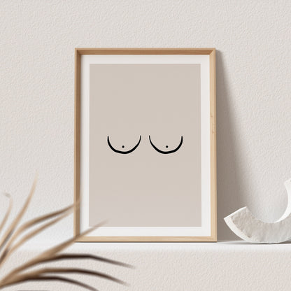 Brüste Bild Busen Poster Beige Abstrakte Erotisch Wandbild Wohnzimmer Schlafzimmer Deko Boho Print