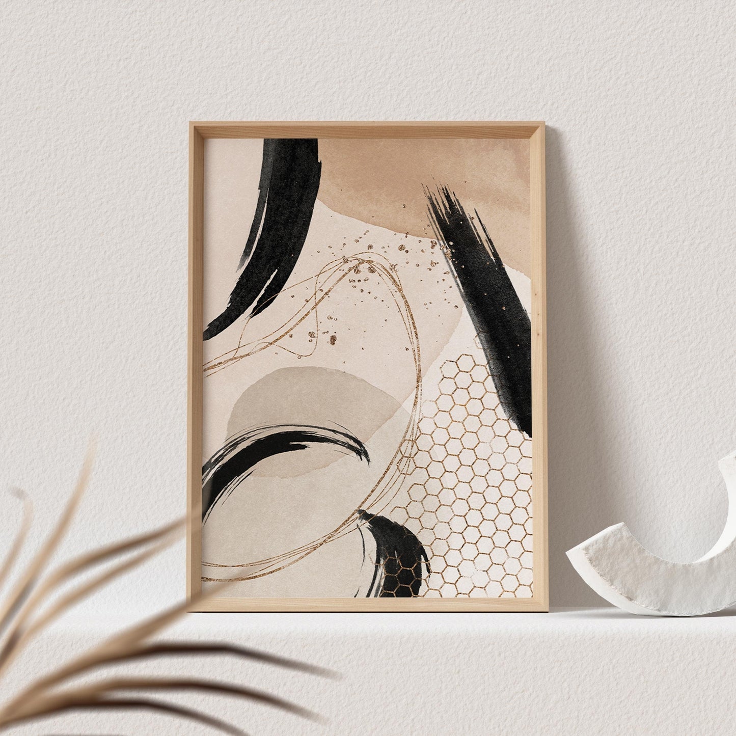 Boho Poster Beige Minimalistisch Print Abstrakter Kunstdruck Nordisches Bild Wandkunst Wanddeko