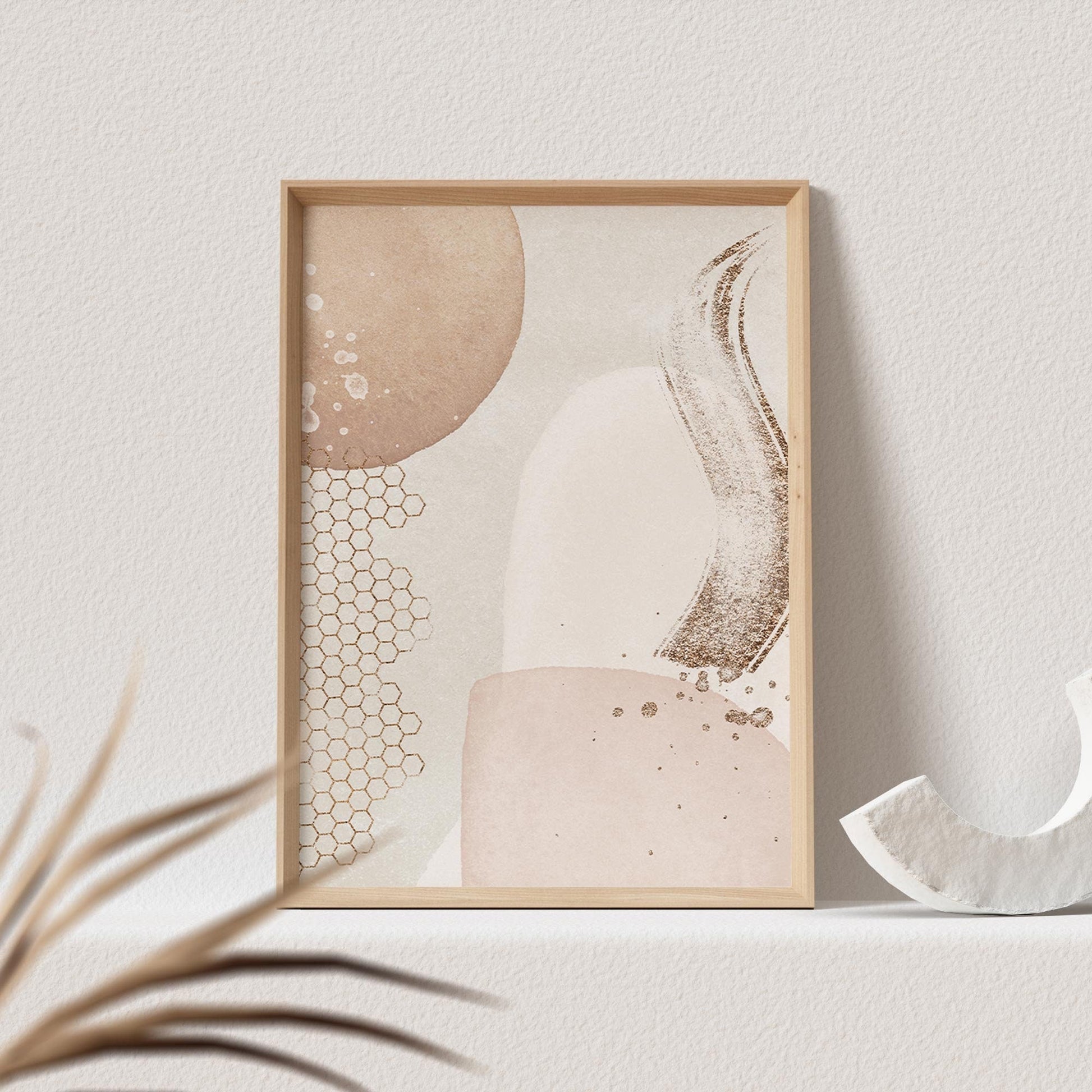 Boho Poster Beige Minimalistisch Print Abstrakter Kunstdruck Nordisches Bild Wandkunst Wanddeko