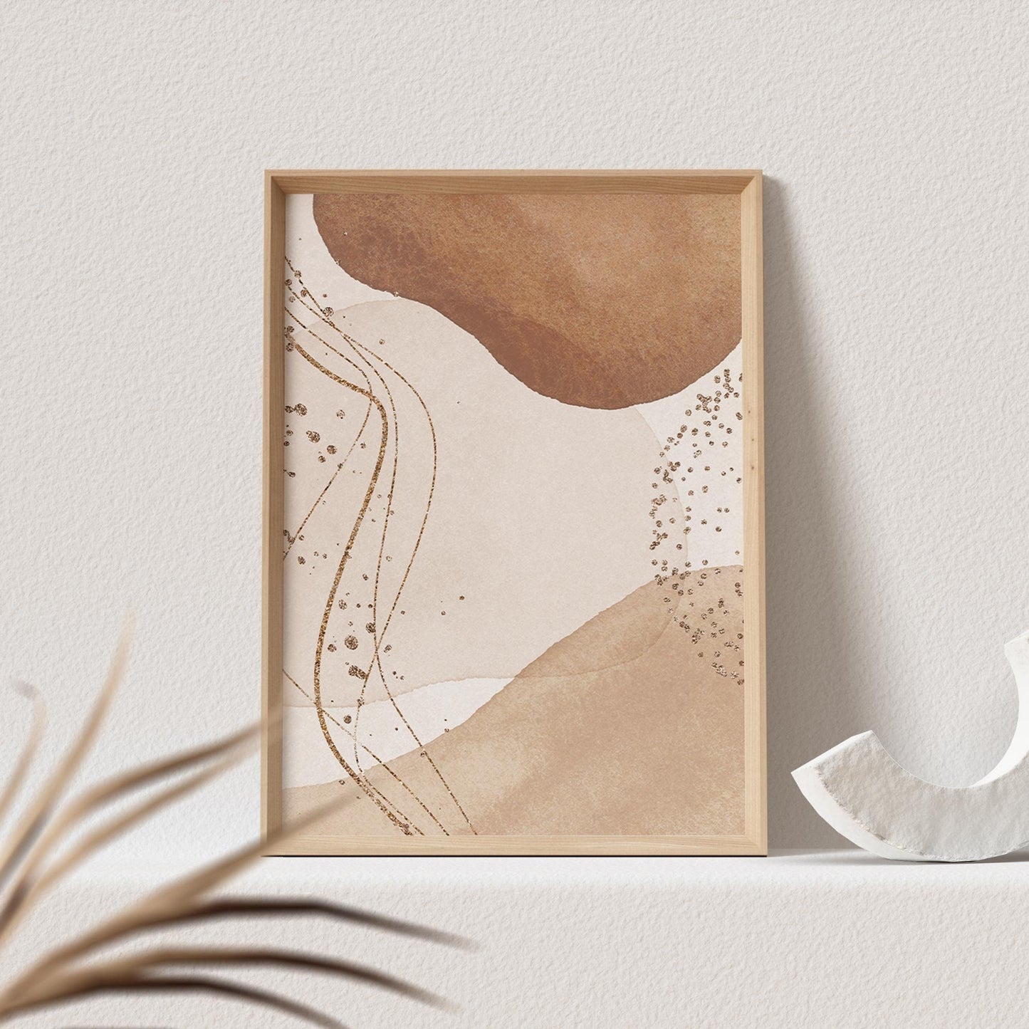 Boho Poster Beige Minimalistisch Print Abstrakter Kunstdruck Nordisches Bild Wandkunst Wanddeko