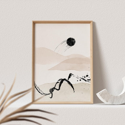 Boho Poster Beige Minimalistisch Print Abstrakter Kunstdruck Nordisches Bild Wandkunst Wanddeko