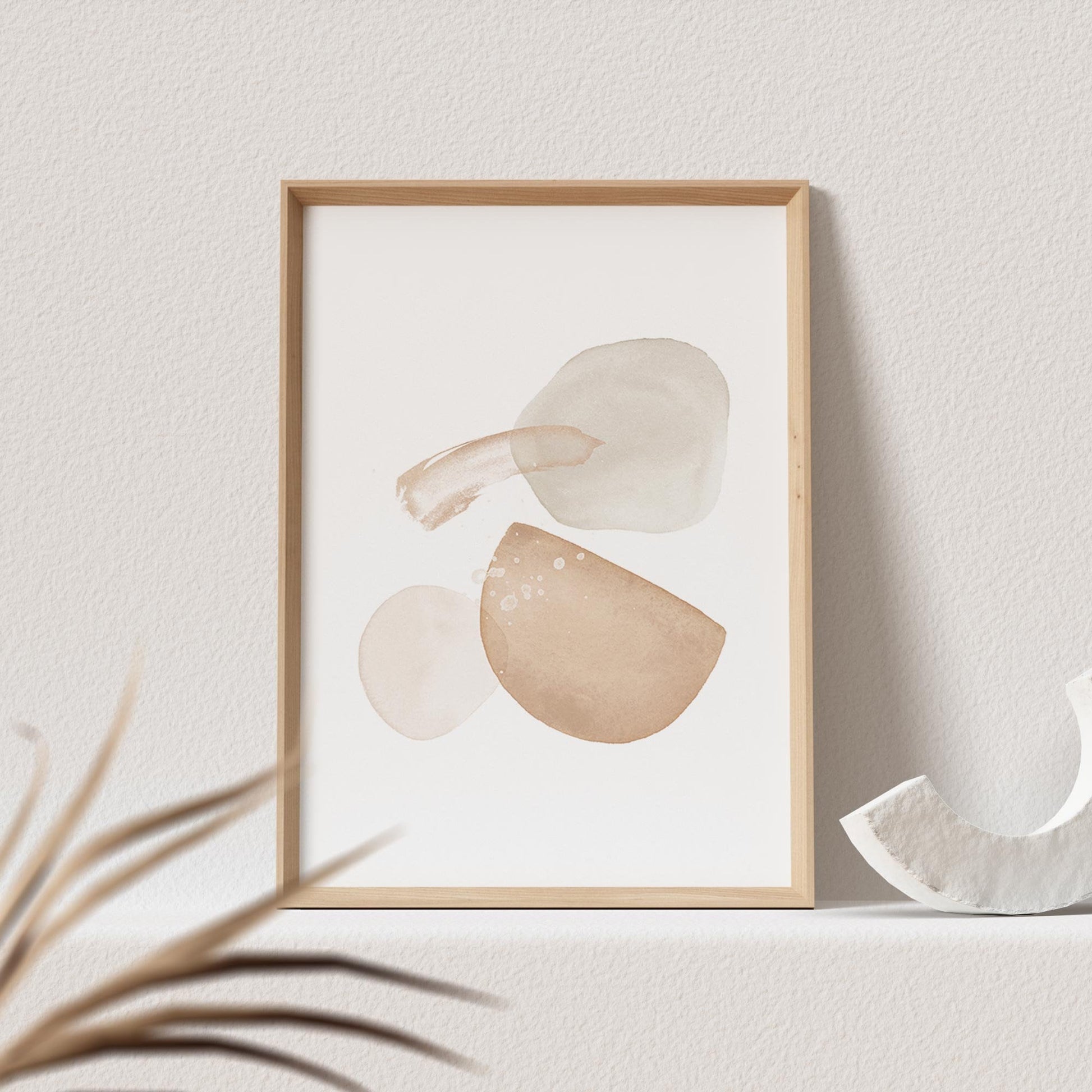 Abstrakte Kunst Poster Beige Boho Minimalistische Formen Print Bild Wandkunst Wanddeko