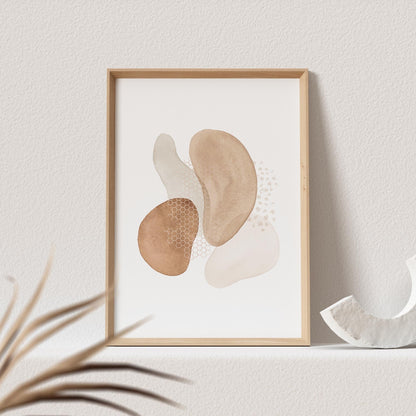 Abstrakte Kunst Poster Beige Boho Minimalistische Formen Print Bild Wandkunst Wanddeko