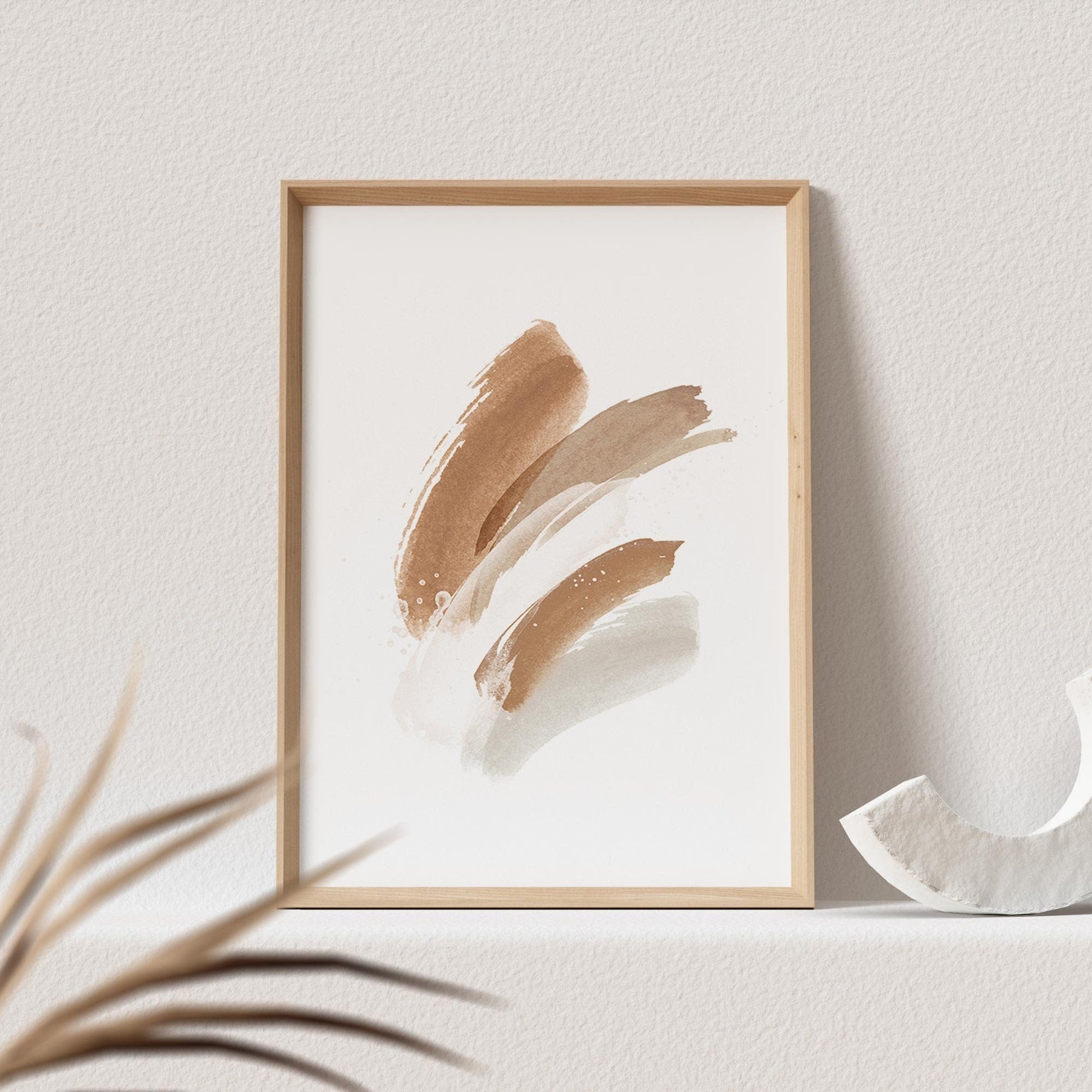 Abstrakte Kunst Poster Beige Boho Minimalistische Formen Print Bild Wandkunst Wanddeko