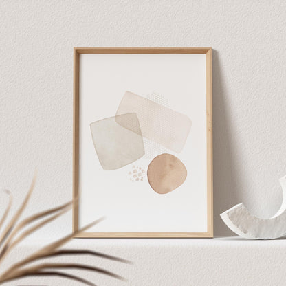 Abstrakte Kunst Poster Beige Boho Minimalistische Formen Print Bild Wandkunst Wanddeko