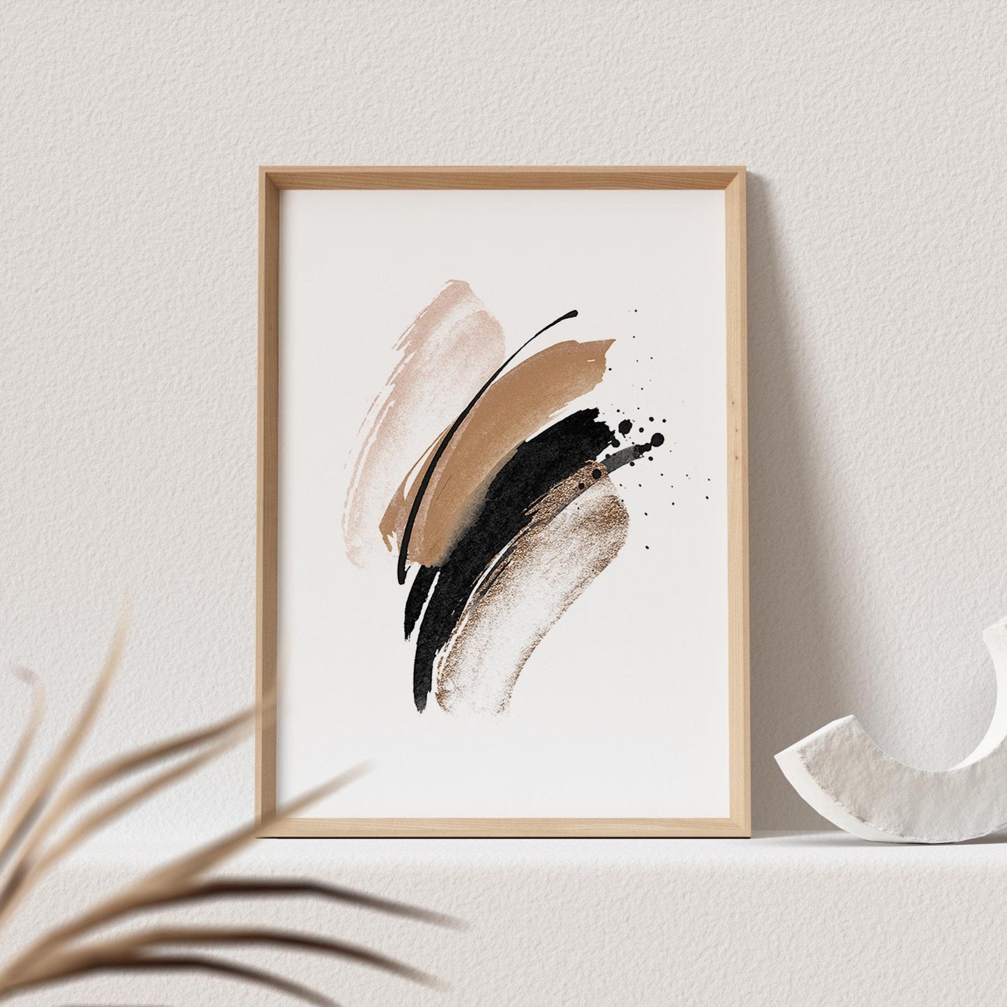 Abstrakte Kunst Poster Beige Boho Minimalistische Formen Print Bild Wandkunst Wanddeko