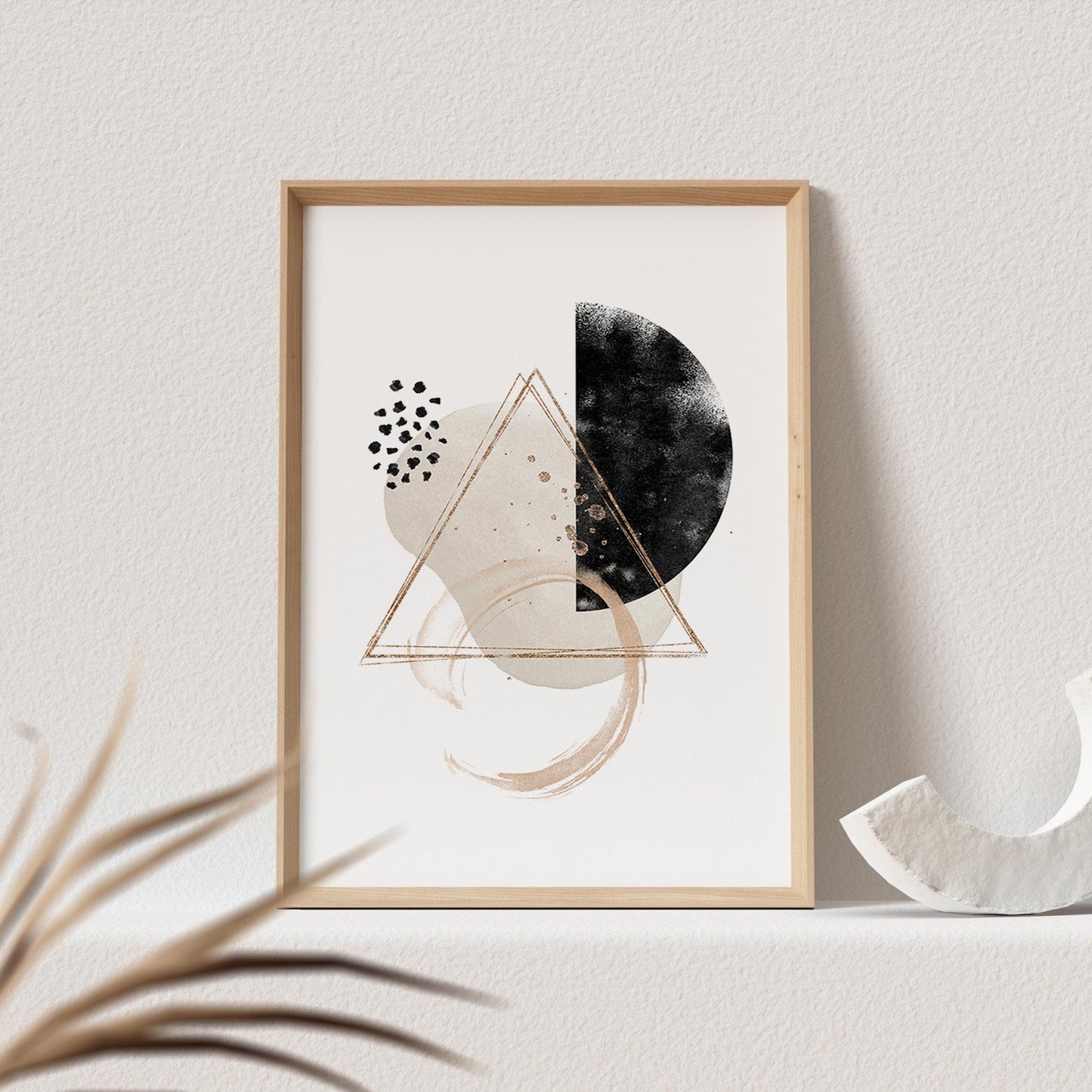 Abstrakte Kunst Poster Beige Boho Minimalistische Formen Print Bild Wandkunst Wanddeko