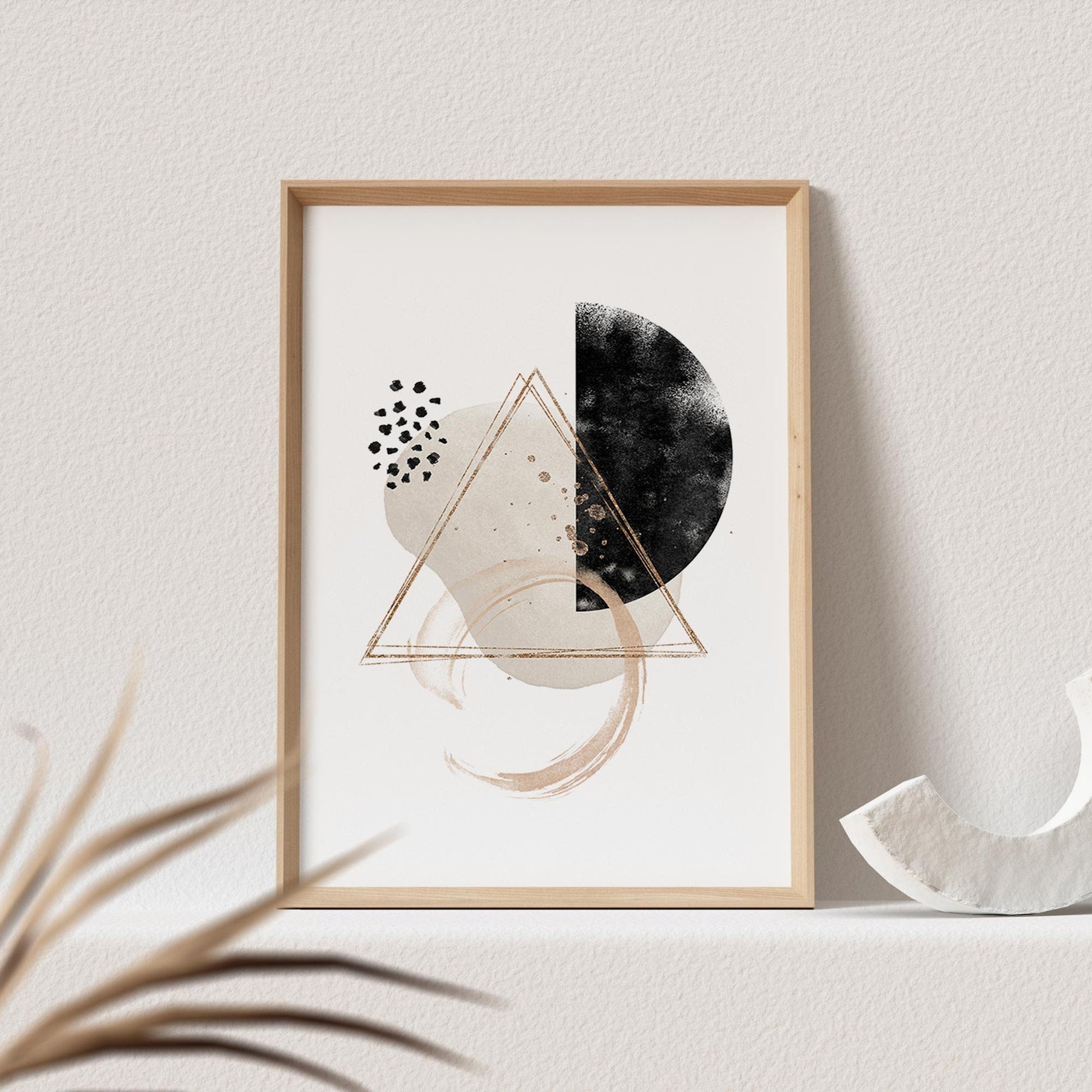 Abstrakte Kunst Poster Beige Boho Minimalistische Formen Print Bild Wandkunst Wanddeko