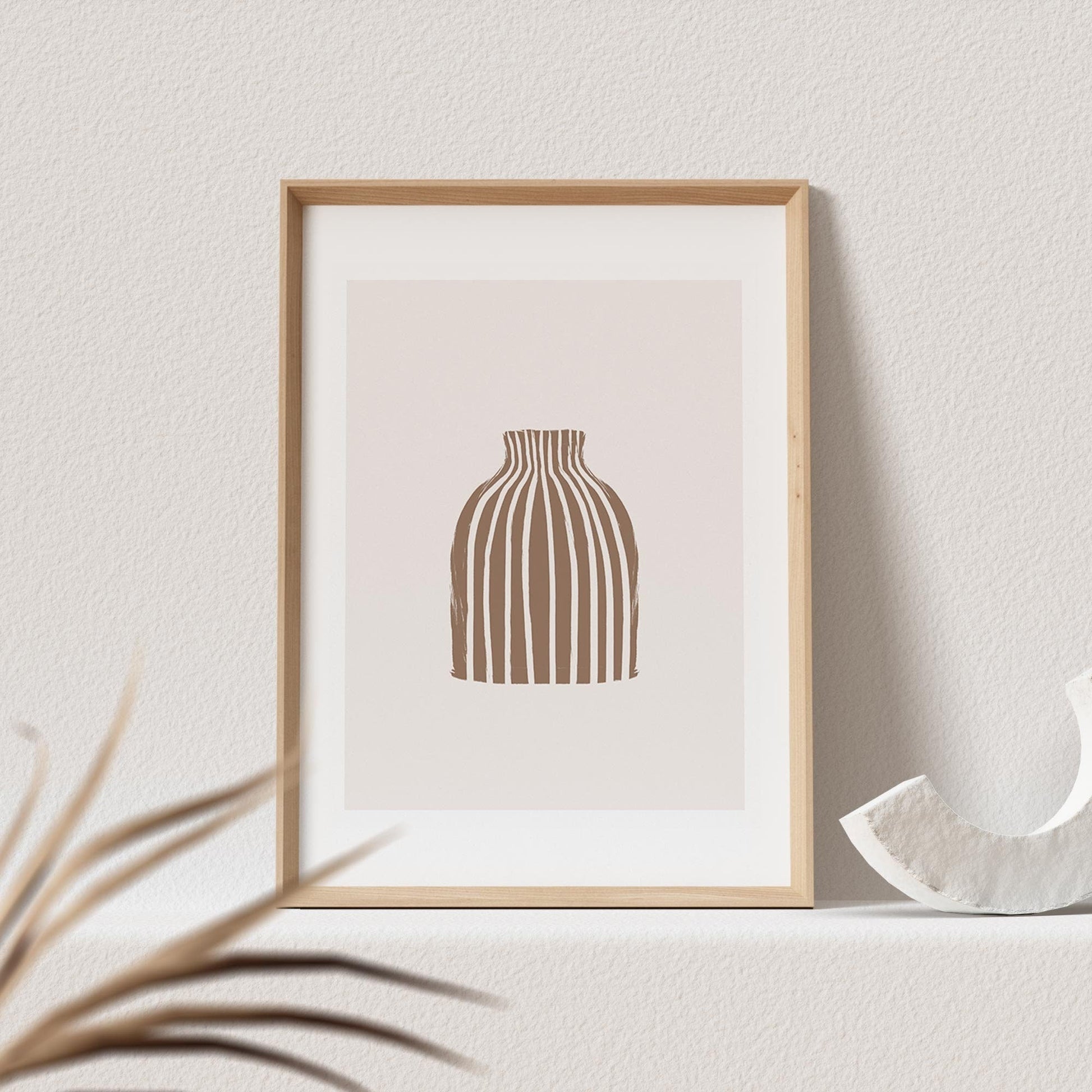 Boho Wanddekoration Poster Vase Abstrakter Kunstdruck in Beige Minimalistischer Print Bild Wandkunst Wanddeko