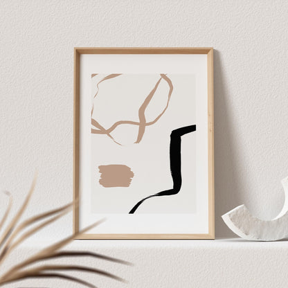Boho Wanddekoration Abstrakter Kunstdruck in Beige Minimalistischer Print Bild Wandkunst Wanddeko