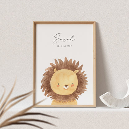 Geburtsposter Löwe Kinderzimmerdeko Babyzimmer Deko Poster Bild Babyparty Geschenk Zur Geburt