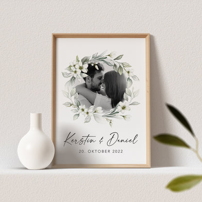 Hochzeitsposter Personalisiert mit Foto Poster Fotoposter Geschenkidee Zur Hochzeit Hochzeitstag Geschenk Hochzeitsgeschenk (OHNE RAHMEN)