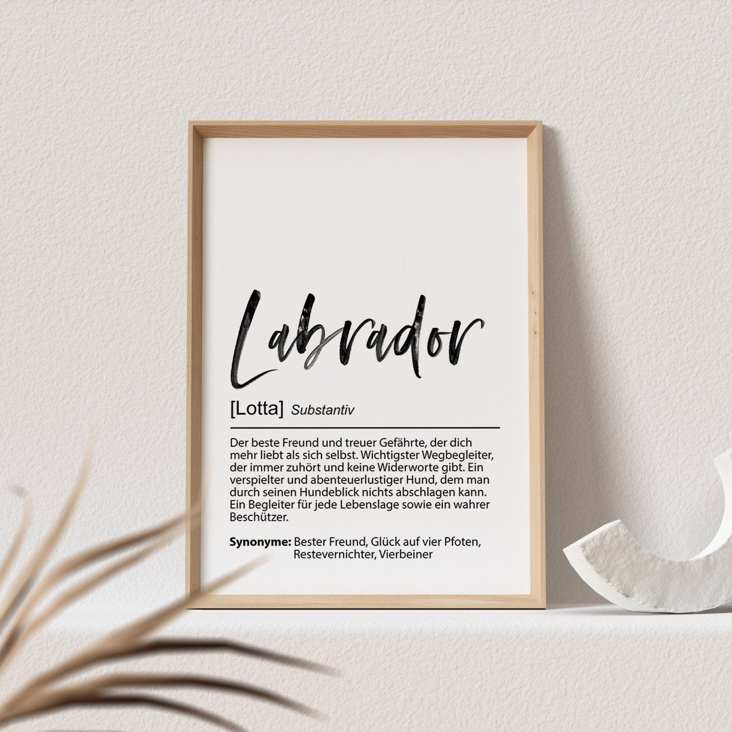 Labrador Geschenk Hundeposter Personalisiert Hundebild Definition Hunde Geschenk für Hundebesitzer (OHNE RAHMEN)