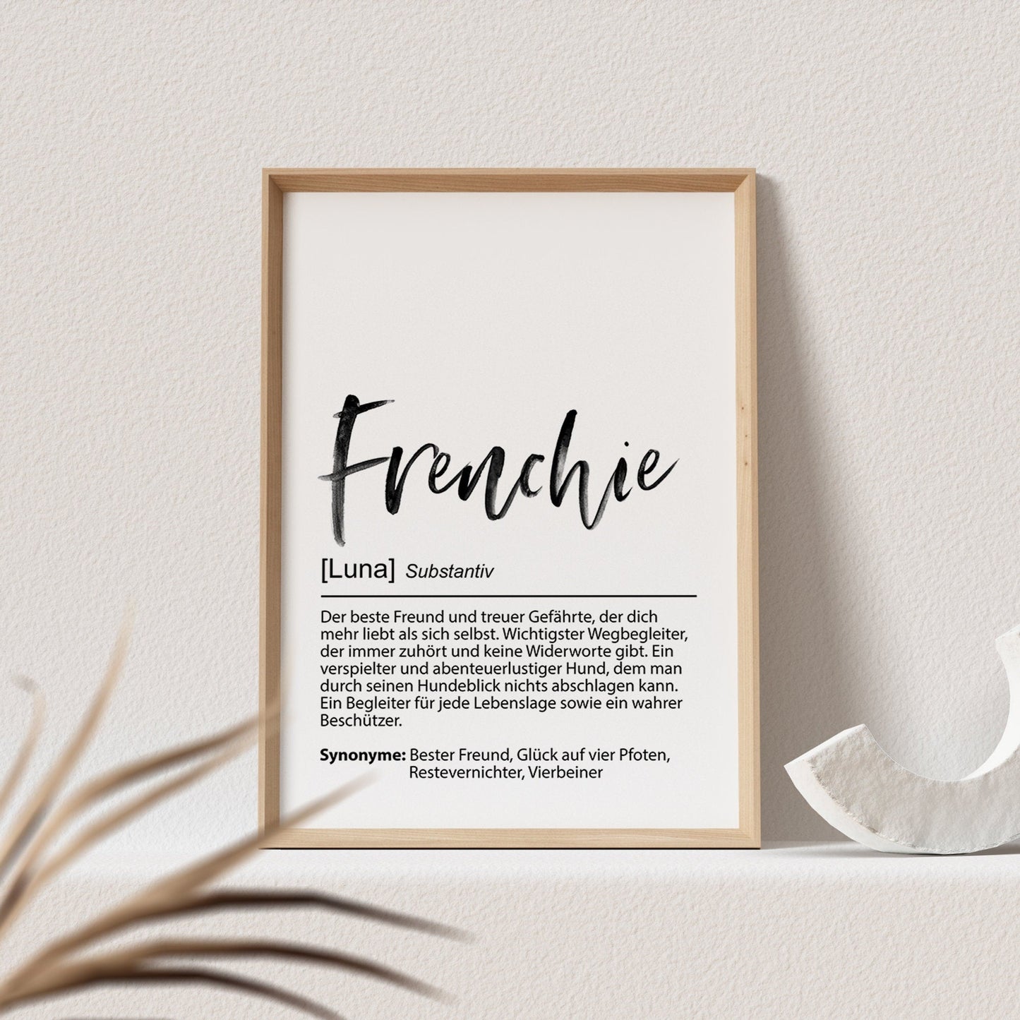 Französische Bulldogge Geschenk Hundeposter Personalisiert Frenchie Hundebild Definition Hunde Geschenk für Hundebesitzer (OHNE RAHMEN)