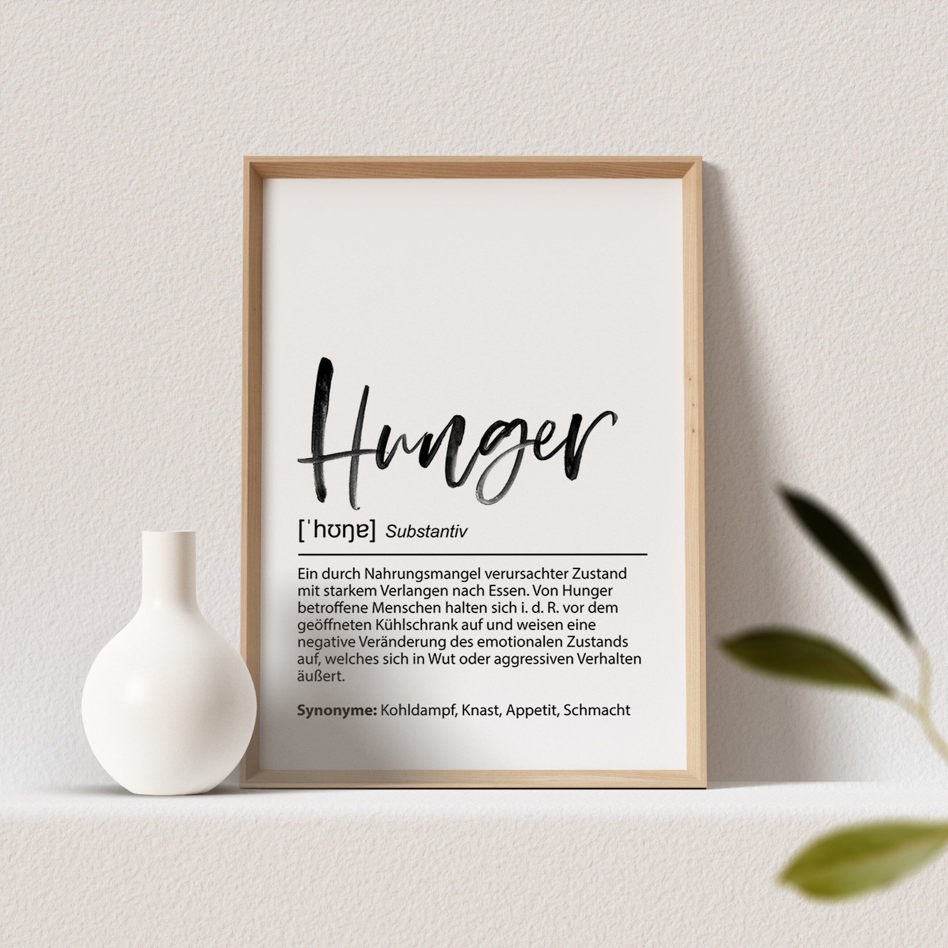 Küchenposter Hunger Definition Poster Lustiges Bild Küche Küchendekoration (OHNE RAHMEN)