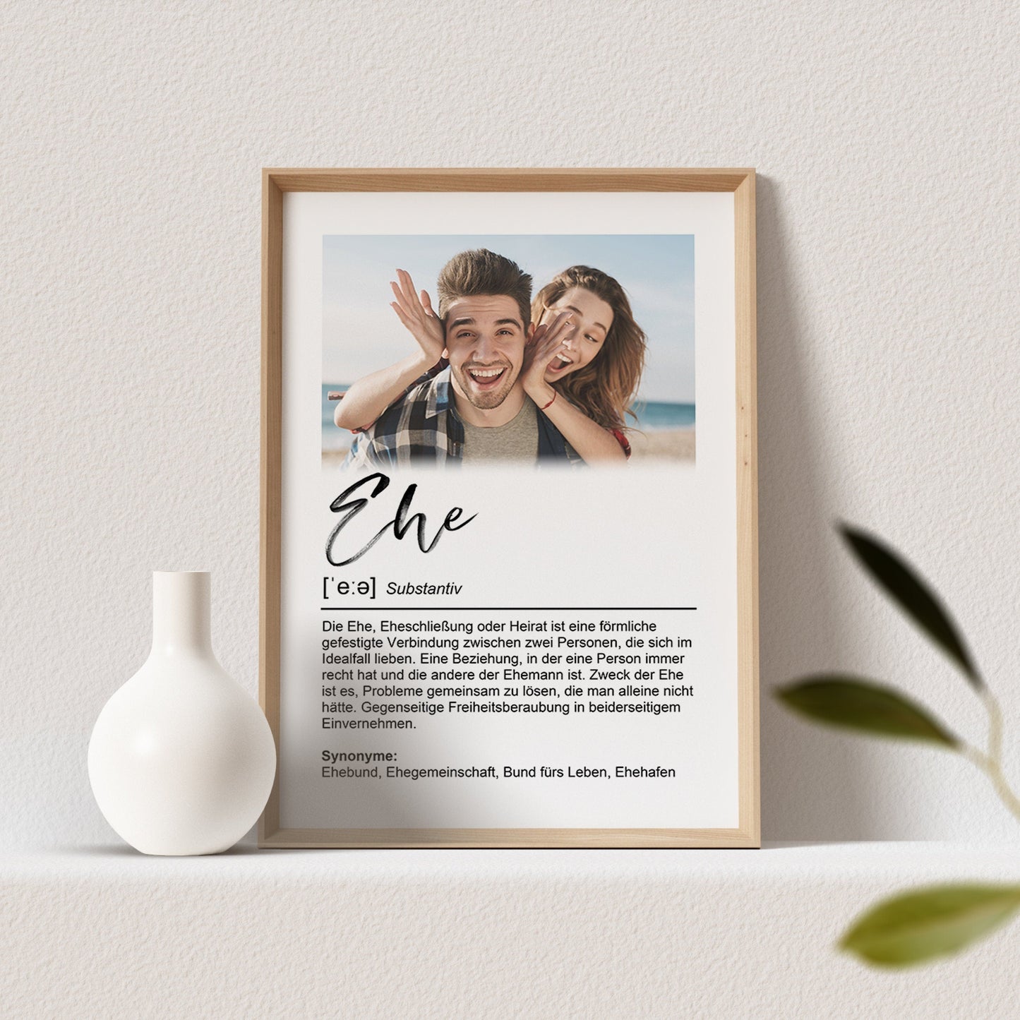 Ehe Definition Poster Hochzeitsgeschenk Lustig Mit Foto Personalisierbar Hochzeitstag Geschenk (OHNE RAHMEN)