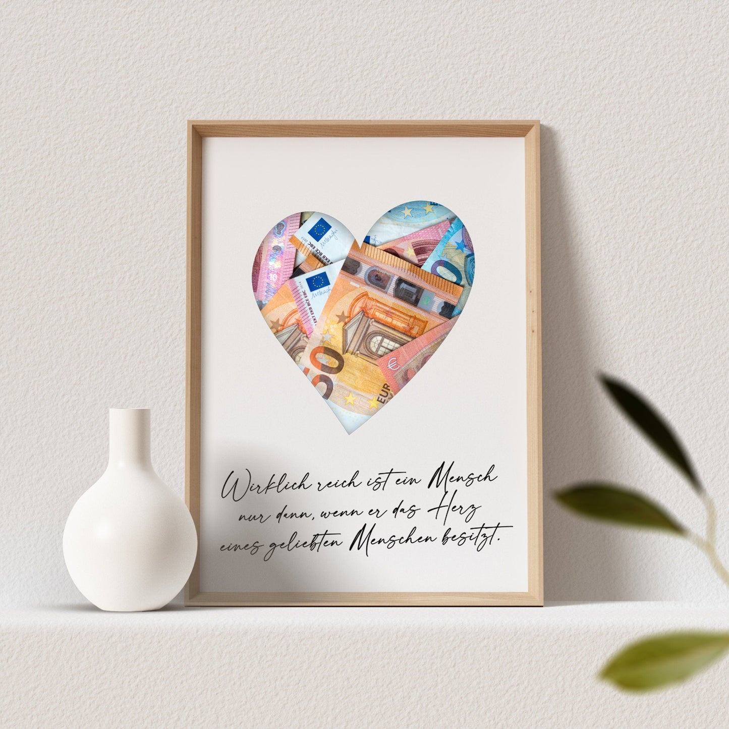 Hochzeit Geldgeschenk Personalisierbar Herz mit Spruch Hochzeitsposter Hochzeitsgeschenk (OHNE RAHMEN)
