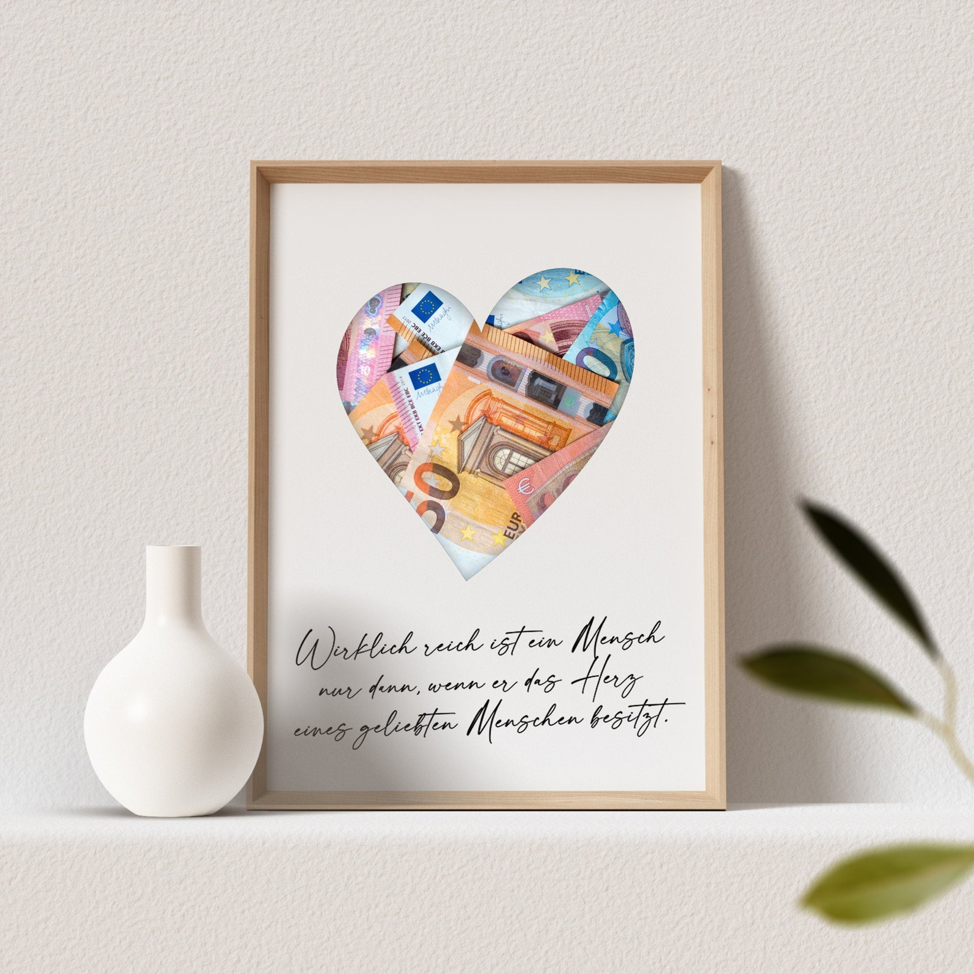 Hochzeit Geldgeschenk Personalisierbar Herz mit Spruch Hochzeitsposter Hochzeitsgeschenk (OHNE RAHMEN)