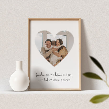 Familie Poster Foto Personalisiert "Herz" Fotoposter Bild Familiengeschenk (OHNE RAHMEN)