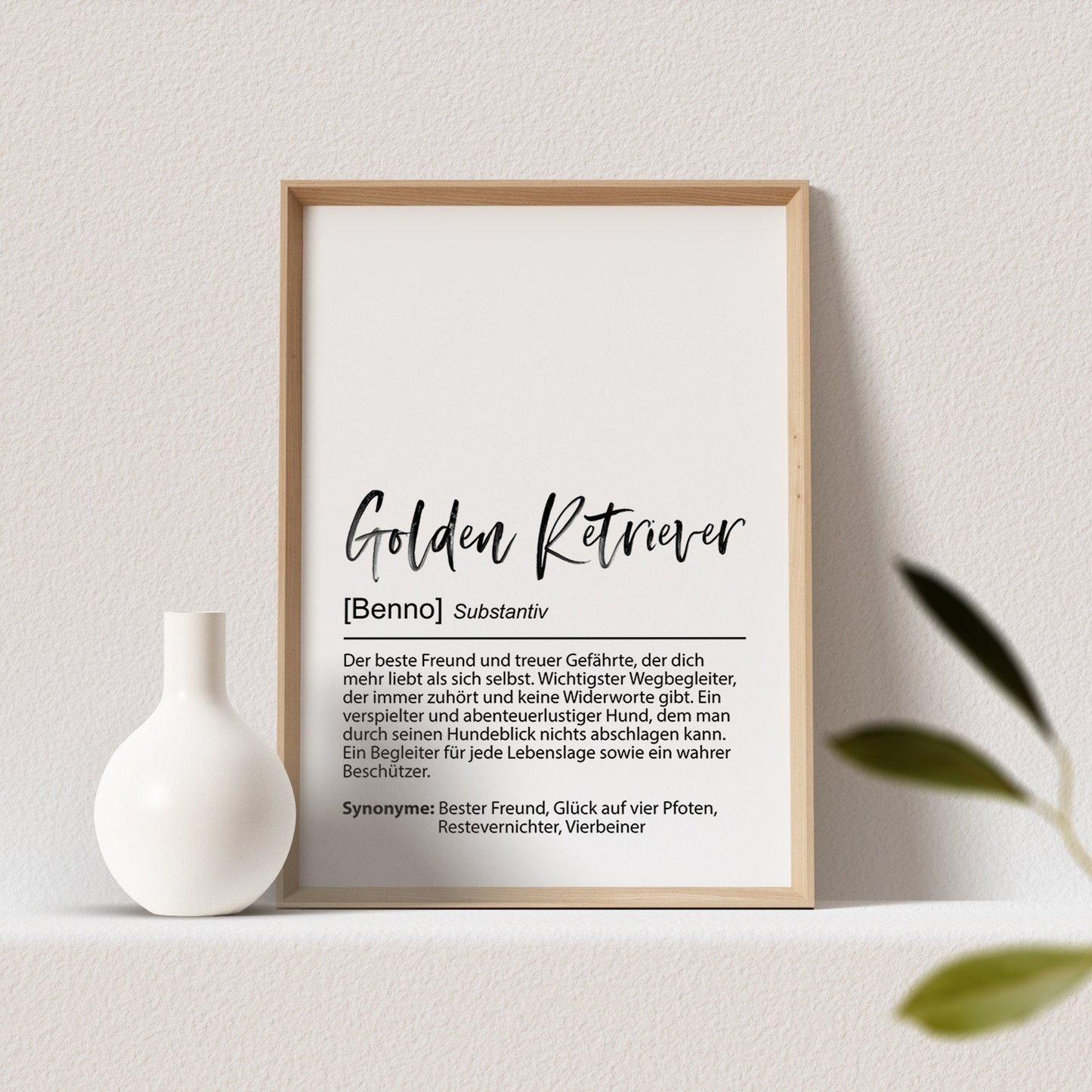 Golden Retriever Geschenk Hundeposter Personalisiert Hundebild Definition Hunde Geschenk für Hundebesitzer (OHNE RAHMEN)
