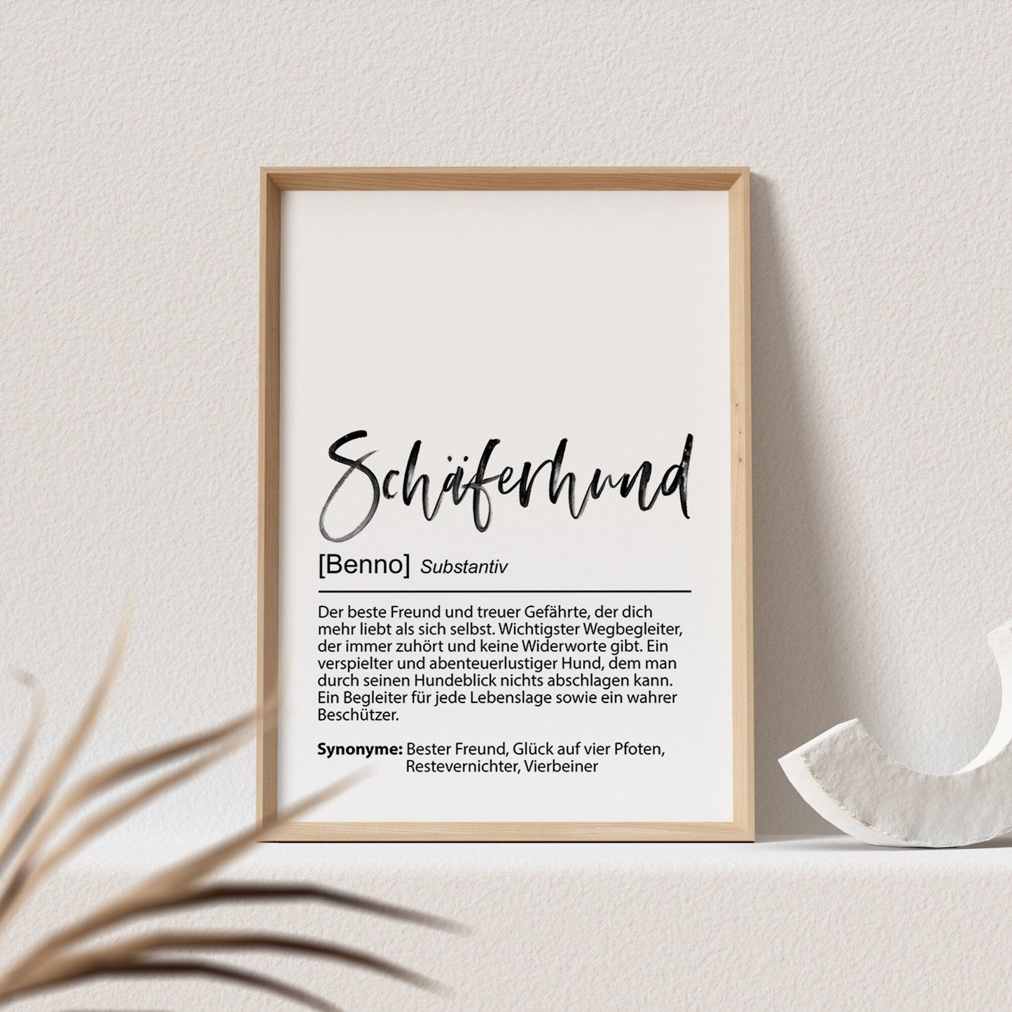 Schäferhund Geschenk Hundeposter Personalisiert Hundebild Definition Hunde Geschenk für Hundebesitzer (OHNE RAHMEN)