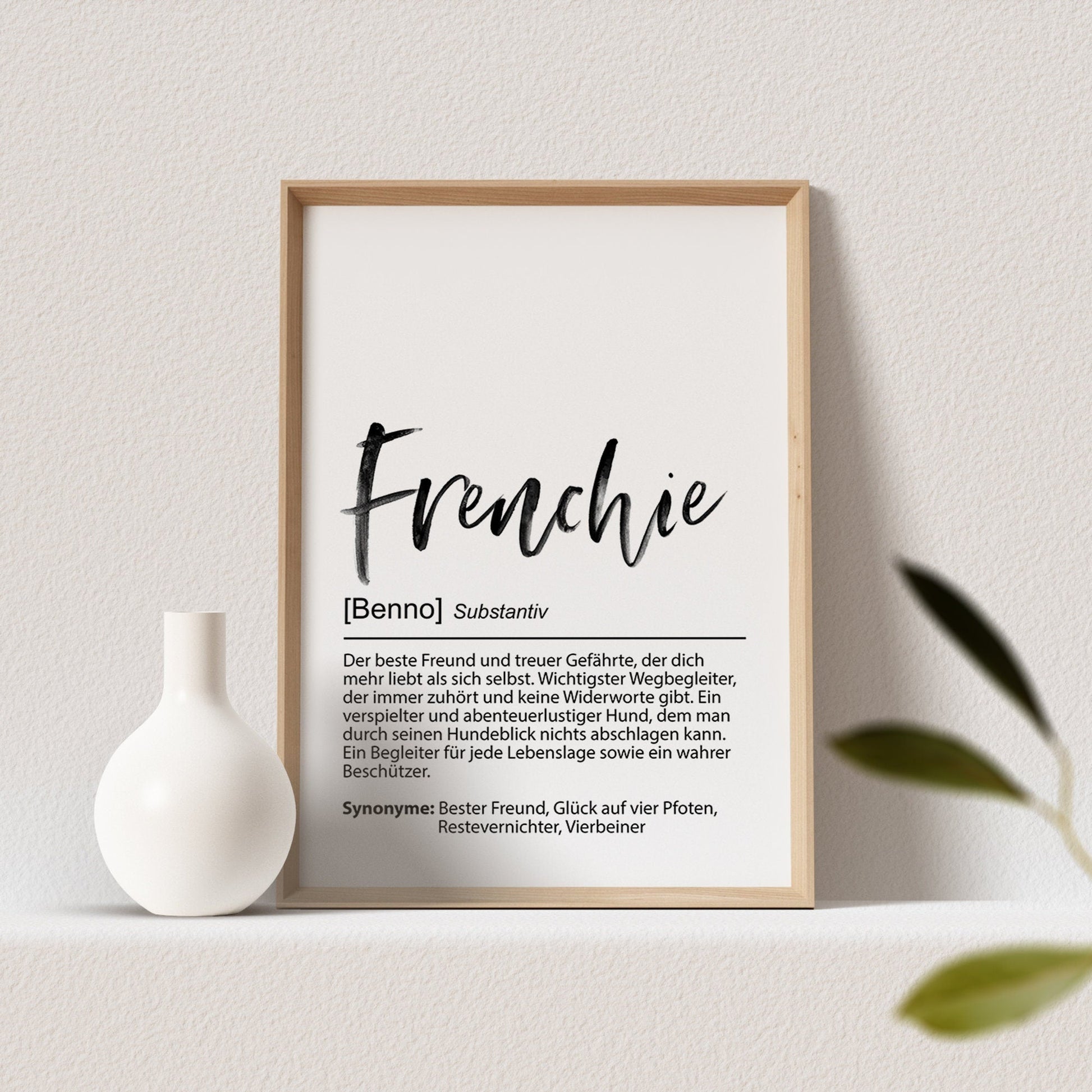 Französische Bulldogge Geschenk Hundeposter Personalisiert Frenchie Hundebild Definition Hunde Geschenk für Hundebesitzer (OHNE RAHMEN)