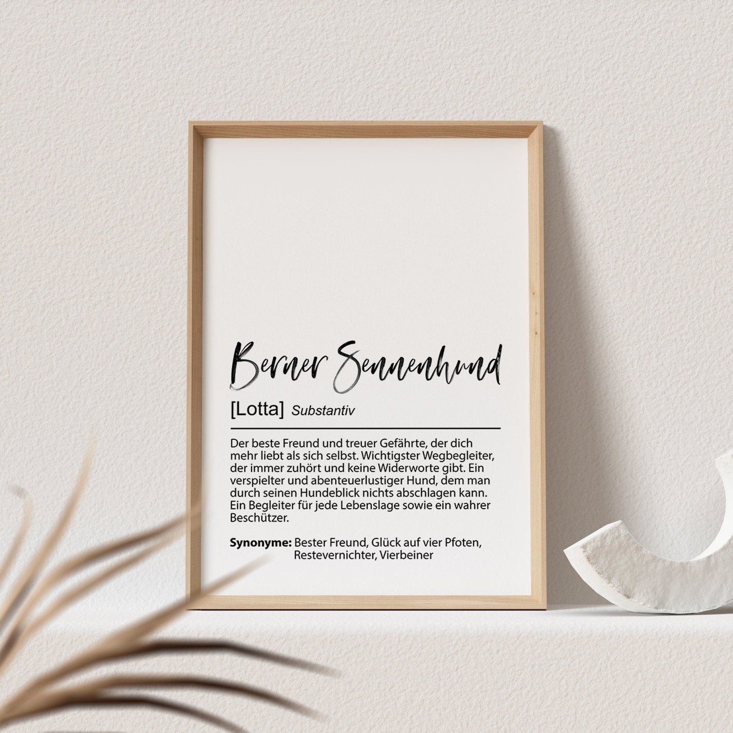 Berner Sennenhund Geschenk Hundeposter Personalisiert Hundebild Definition Hunde Geschenk für Hundebesitzer (OHNE RAHMEN)