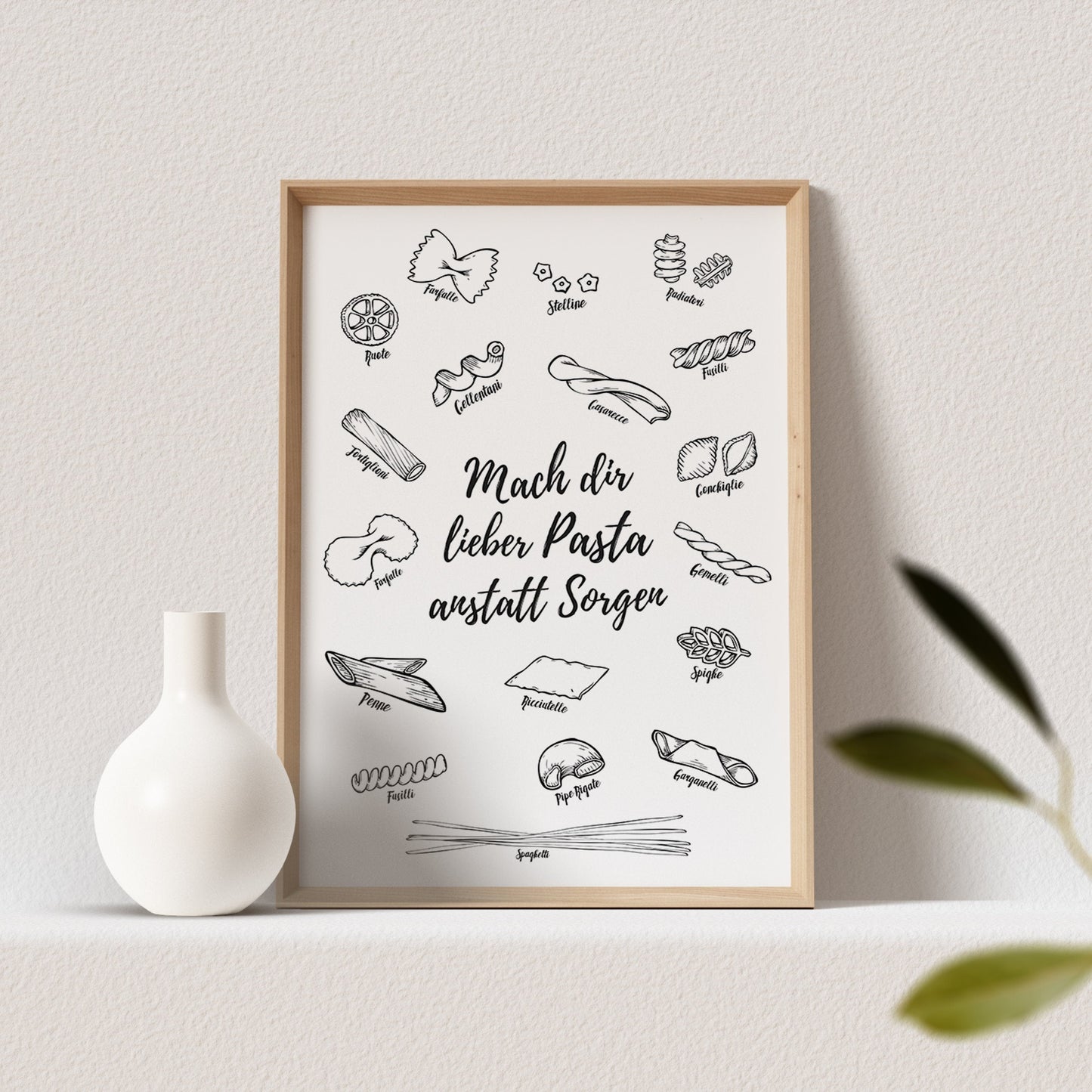 Pasta Poster Küche Bild Lustiges Küchenposter Spruch Nudeln Küchendekoration (OHNE RAHMEN)