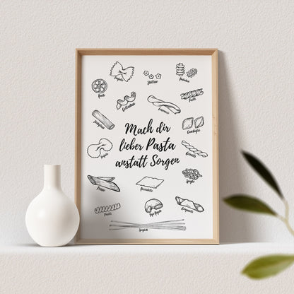 Pasta Poster Küche Bild Lustiges Küchenposter Spruch Nudeln Küchendekoration (OHNE RAHMEN)