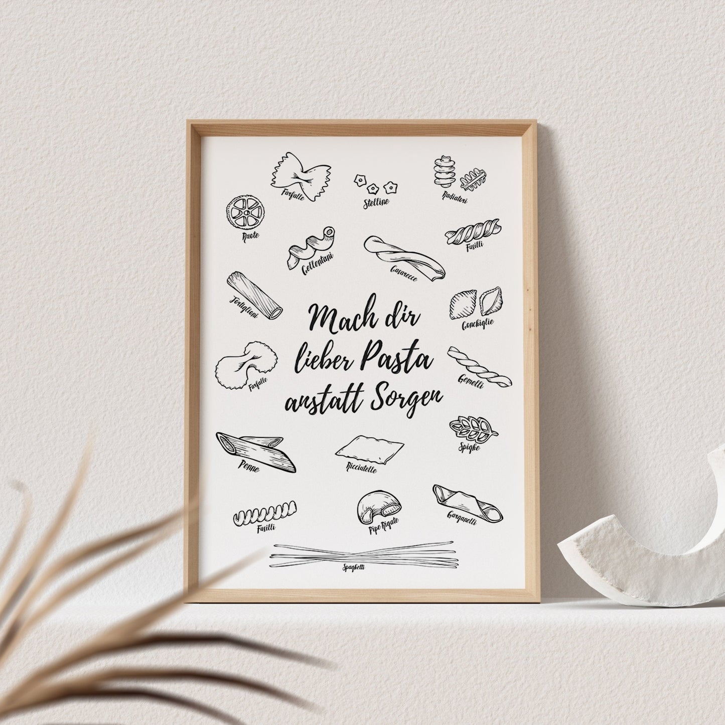 Pasta Poster Küche Bild Lustiges Küchenposter Spruch Nudeln Küchendekoration (OHNE RAHMEN)