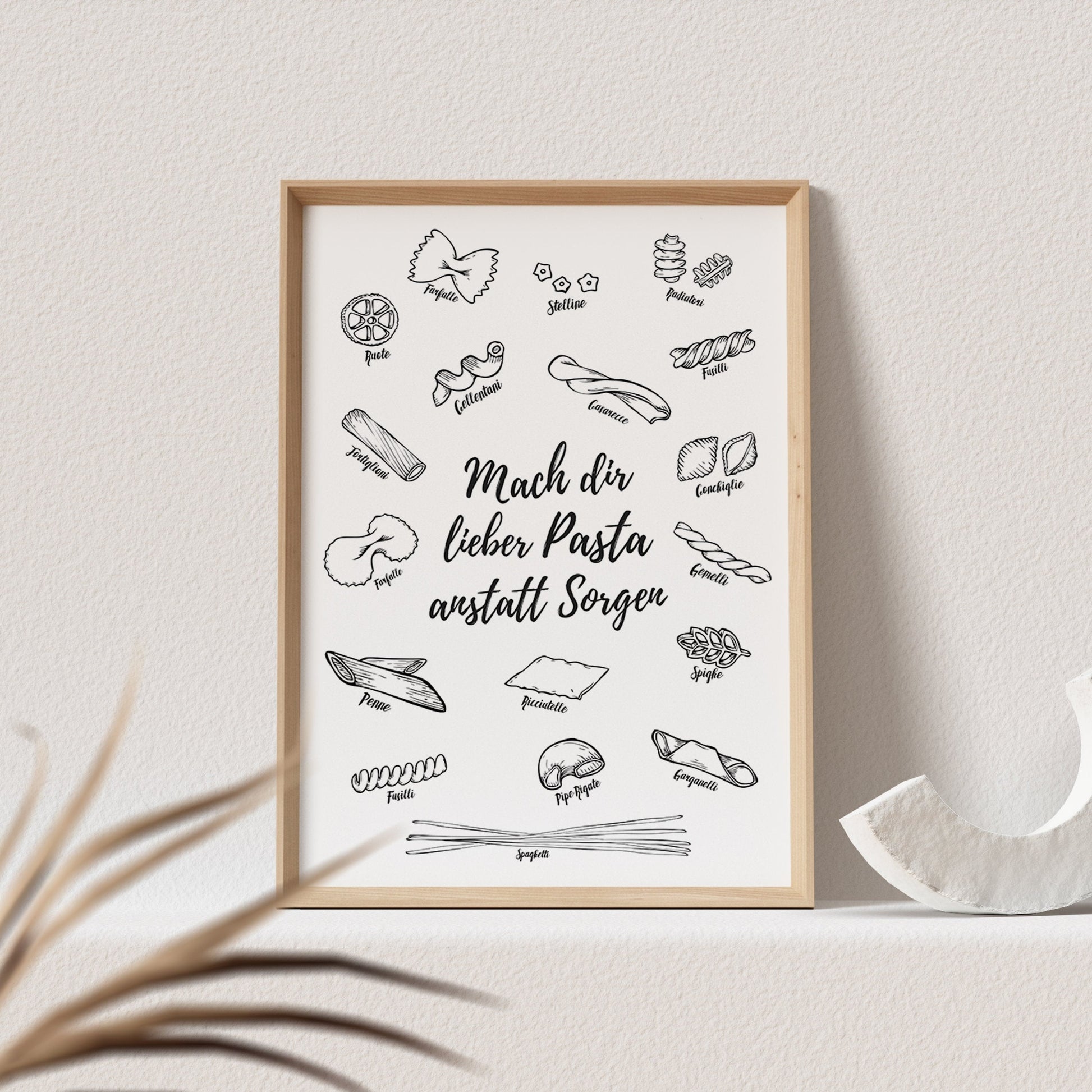 Pasta Poster Küche Bild Lustiges Küchenposter Spruch Nudeln Küchendekoration (OHNE RAHMEN)
