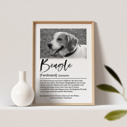 Hundeposter Personalisiert mit Foto Hundebild Hunderasse Definition Hunde Geschenk für Hundebesitzer (OHNE RAHMEN)