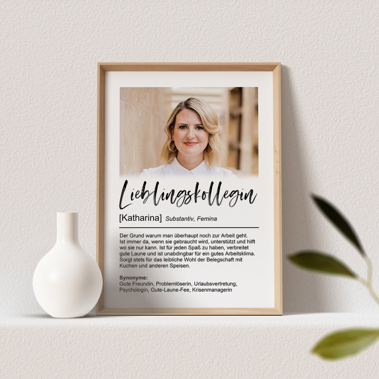 Kollegin Geschenk Lieblingskollegin Definition Poster Personalisiert Fotoposter Kollegin (OHNE RAHMEN)