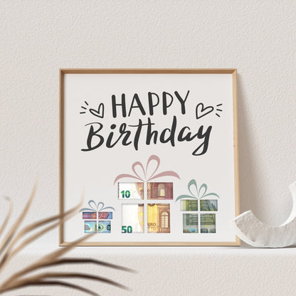 Geldgeschenk Geburtstag "Happy Birthday" Poster Geld Verschenken Geschenk Geburtstagsgeschenk (OHNE RAHMEN)