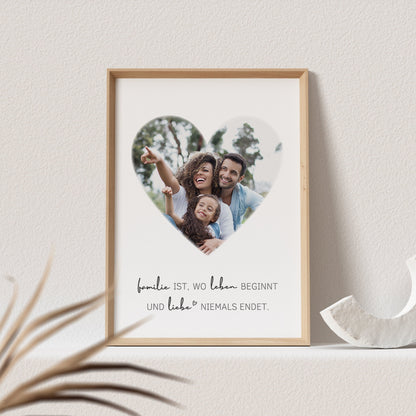 Familie Poster Foto Personalisiert "Herz" Fotoposter Bild Familiengeschenk (OHNE RAHMEN)