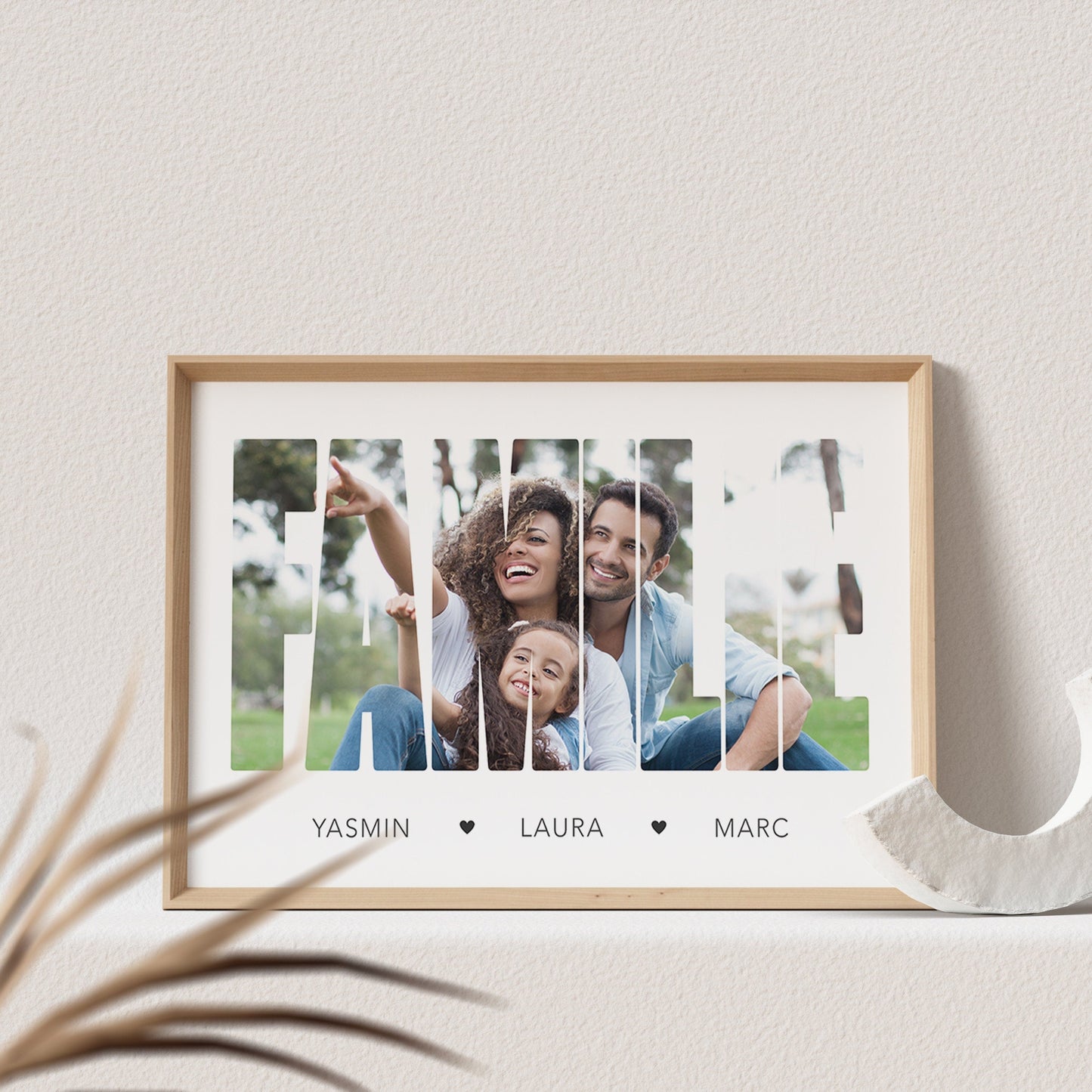 Familie Poster Foto Personalisiert mit Namen und Herzen Fotoposter Bild Familiengeschenk (OHNE RAHMEN)