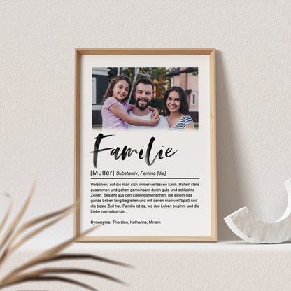 Familienposter Foto Personalisiert Definition Geschenk für Familie Bild (OHNE RAHMEN)