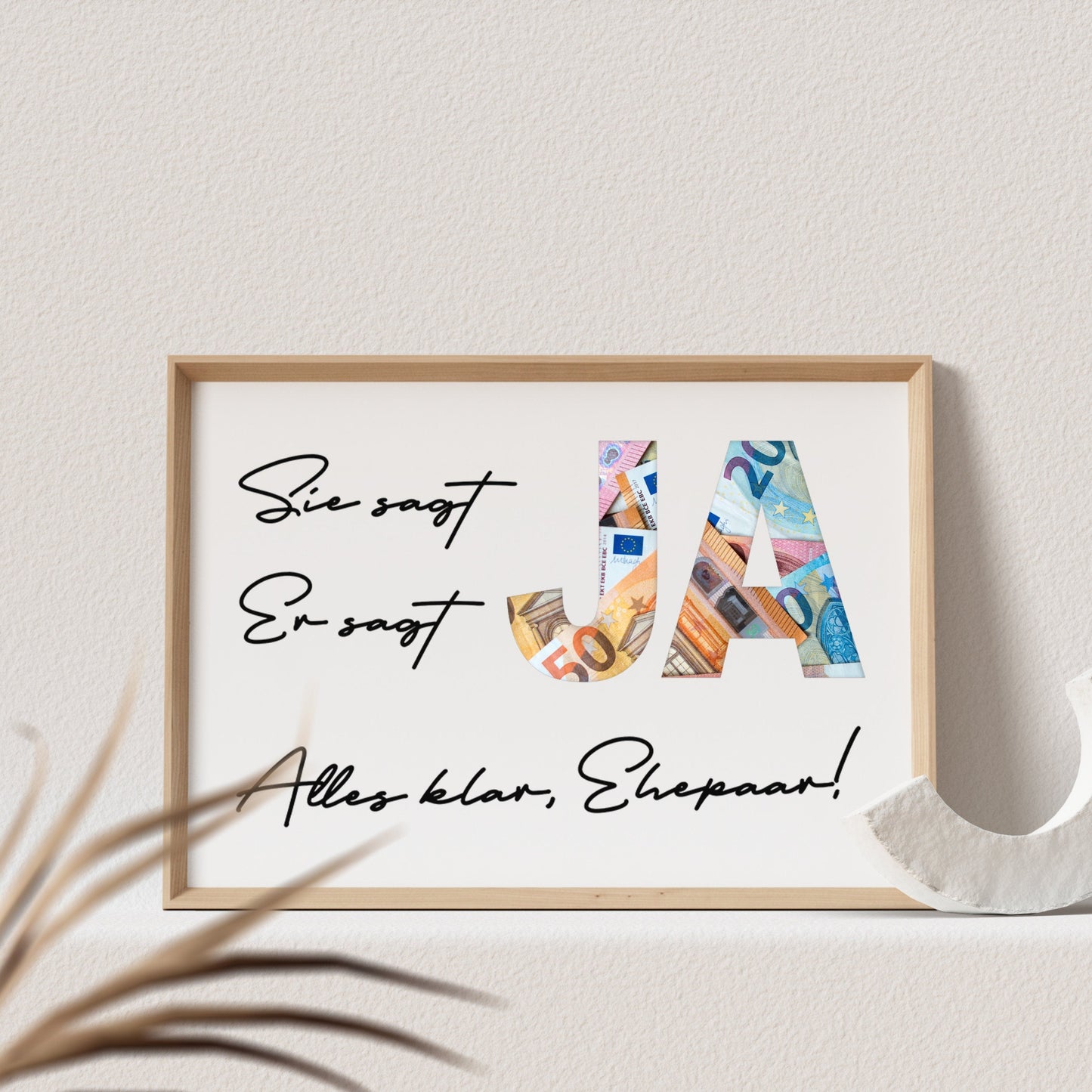 Hochzeitsgeschenk Hochzeitsposter Personalisierbar Geldgeschenk Hochzeit Poster JA Geschenk Hochzeit (OHNE RAHMEN)