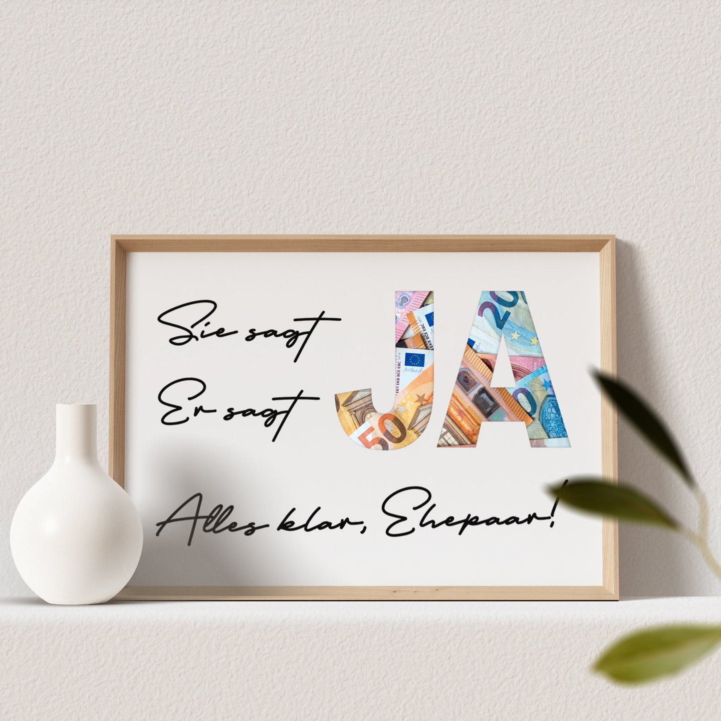 Hochzeitsgeschenk Hochzeitsposter Personalisierbar Geldgeschenk Hochzeit Poster JA Geschenk Hochzeit (OHNE RAHMEN)