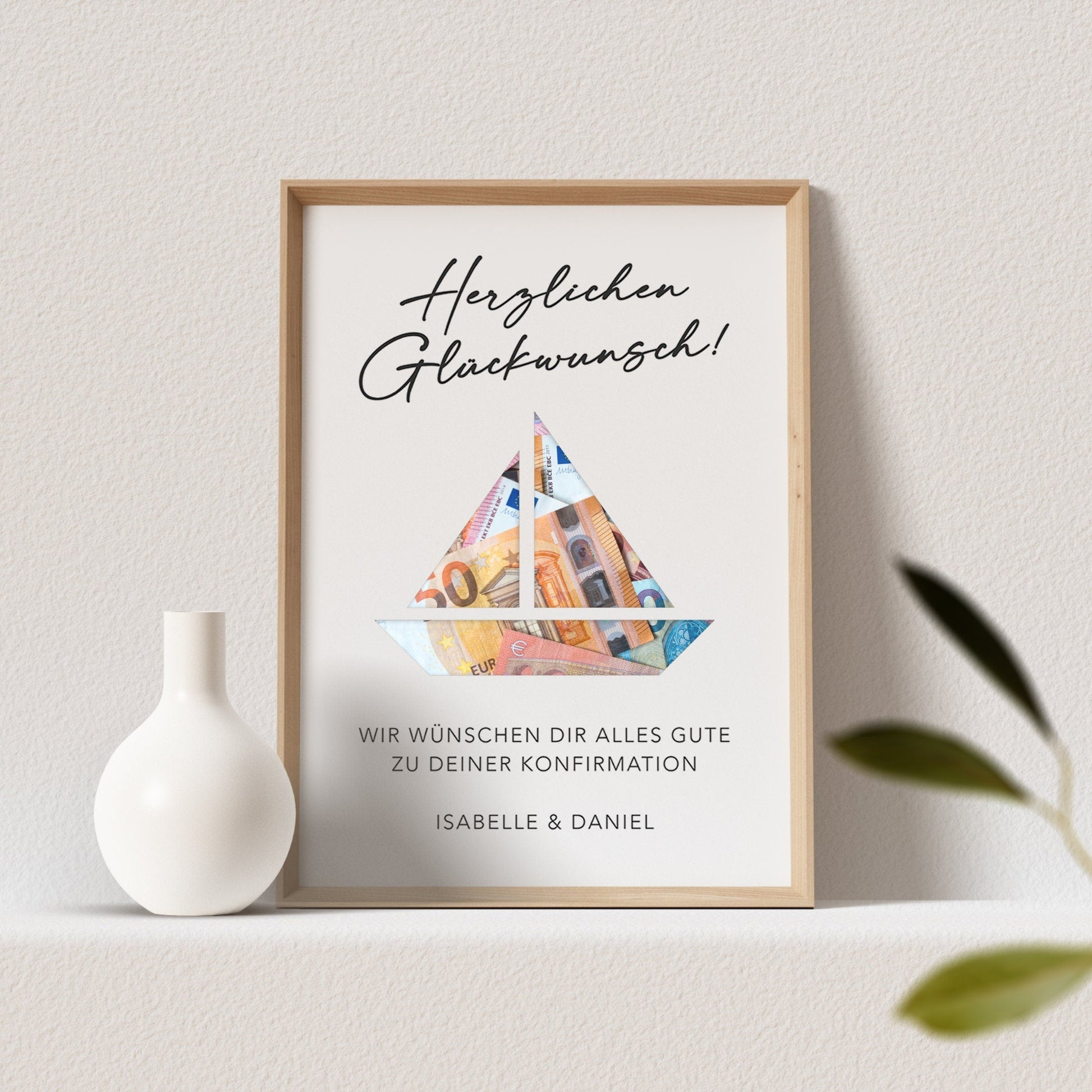Geldgeschenk Konfirmation Personalisiert Poster Segelboot Bild Geld Geschenk (OHNE RAHMEN)