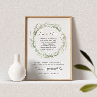 Patenbrief Taufe Patentante Taufpate Poster Personalisiert Geschenk Für Mein Patenkind (OHNE RAHMEN)