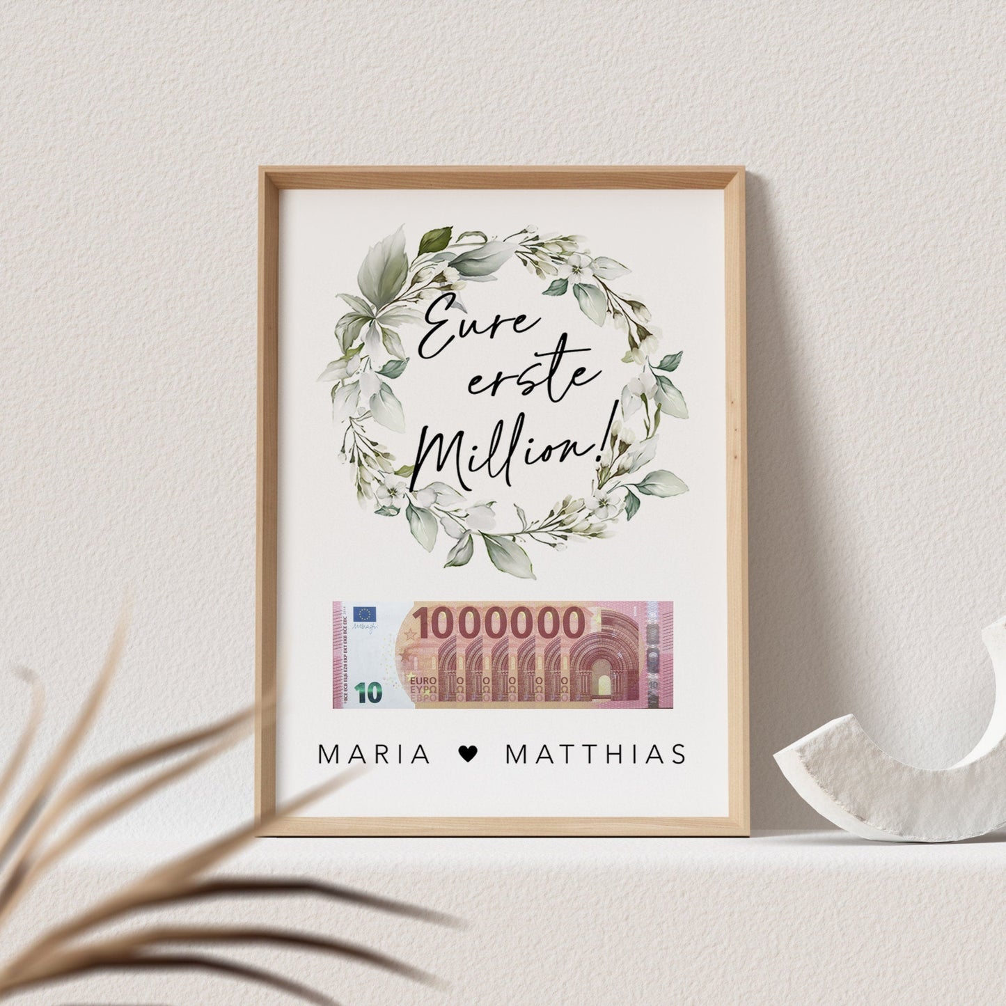 Eure Erste Million Hochzeit Poster Geldgeschenk Personalisierbar Hochzeitsgeschenk (OHNE RAHMEN)