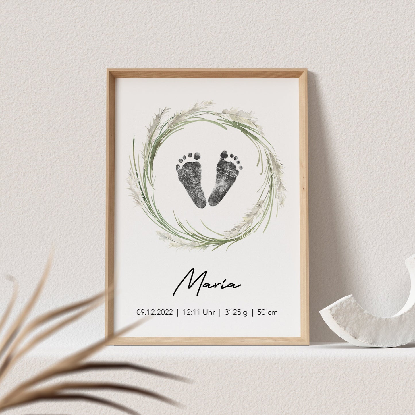 Geburtsposter Fußabdruck Baby Poster Personalisiert Bild 1. Geburtstag Geschenk Zur Geburt (OHNE RAHMEN)