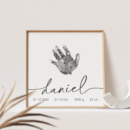 Fußabdruck Handabdruck Baby Poster Personalisiert Bild 1. Geburtstag Geschenk Zur Geburt (OHNE RAHMEN)