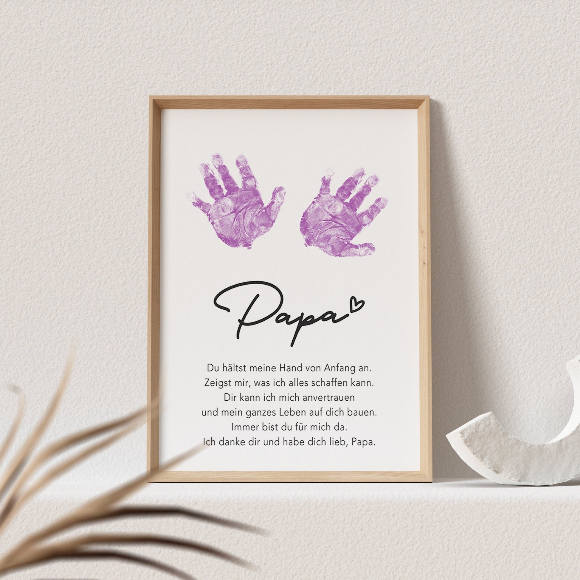 Handabdruck Papa Geschenk Poster Bild Vatertagsgeschenk Baby Personalisiert (OHNE RAHMEN)