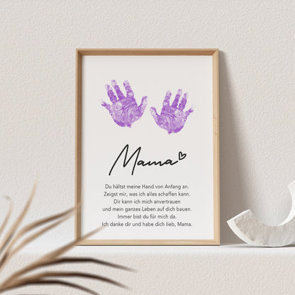 Handabdruck Papa Geschenk Poster Bild Vatertagsgeschenk Baby Personalisiert (OHNE RAHMEN)