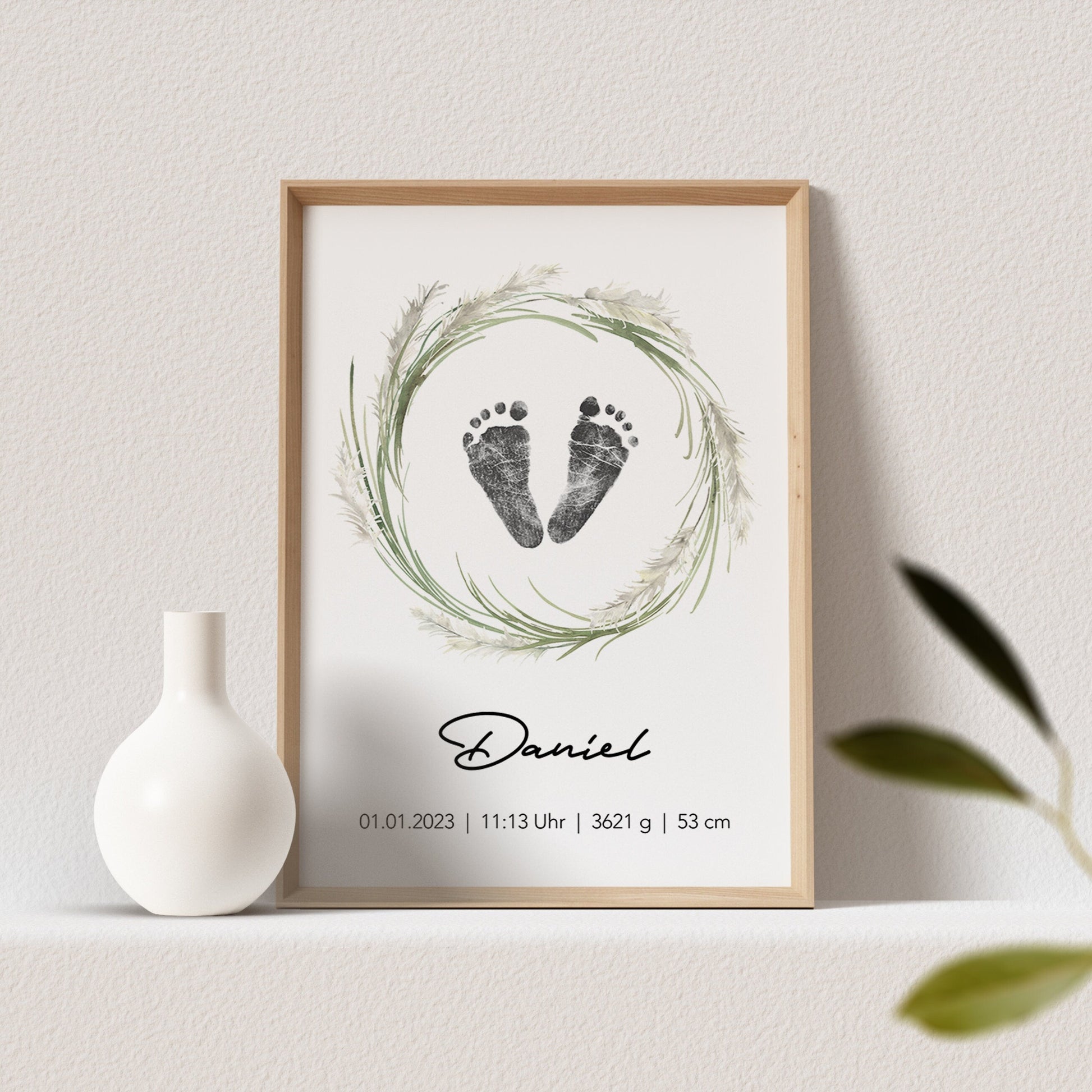 Geburtsposter Fußabdruck Baby Poster Personalisiert Bild 1. Geburtstag Geschenk Zur Geburt (OHNE RAHMEN)