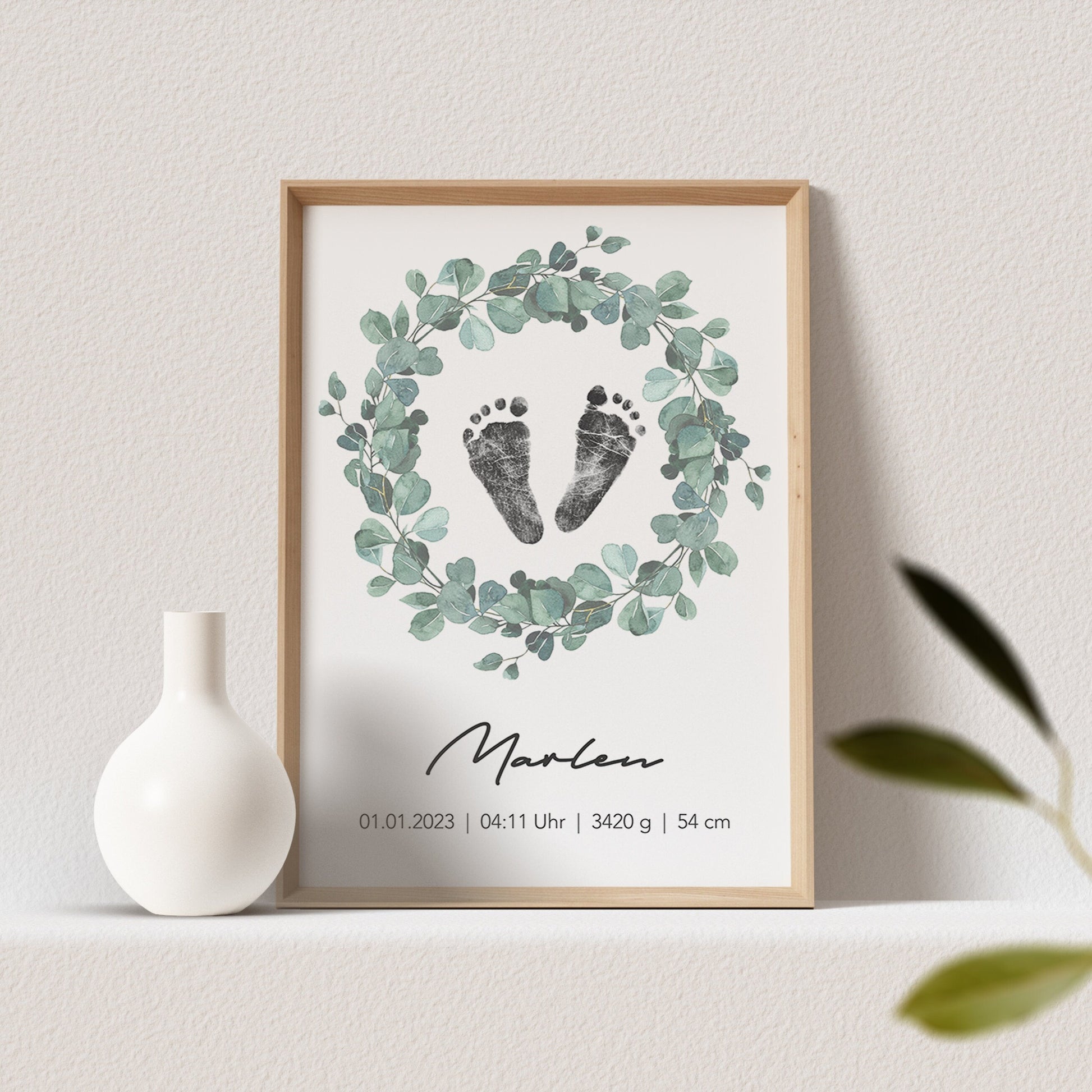 Geburtsposter Fußabdruck Baby Poster Personalisiert Bild 1. Geburtstag Geschenk Zur Geburt (OHNE RAHMEN)